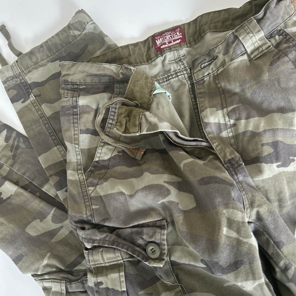 Matchstick Camo Cargo Pants – Utility Military Y2K Gorpcore Streetwear (Unisex) - Picture 3 of 5